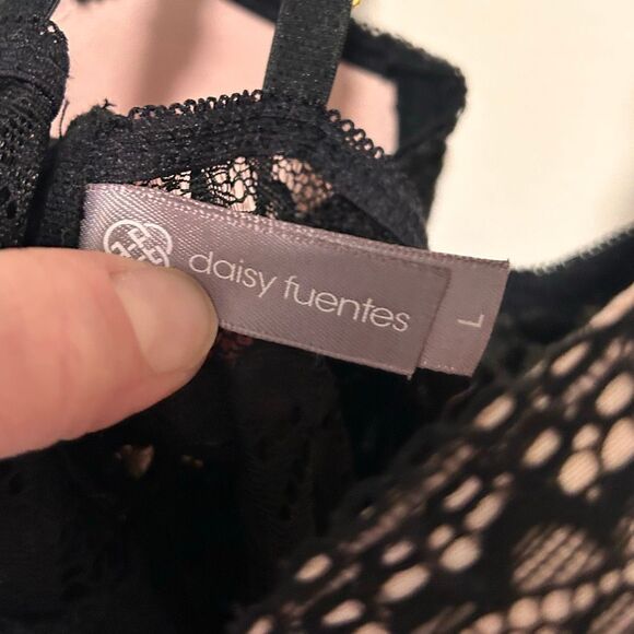 Daisy Fuentes Babydoll Lace Sheer Lingerie Black & Pink Padded Push Up Bra NWOT - Picture 8 of 11